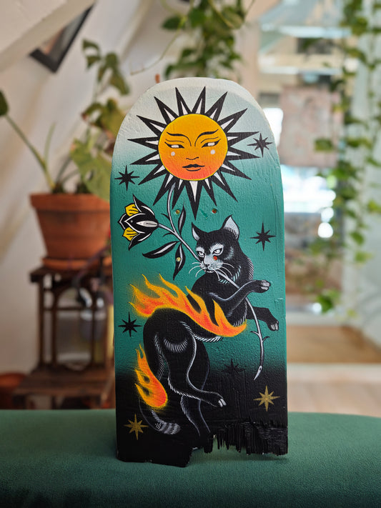 Skateboard cat painting