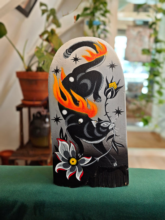 Skateboard cat painting