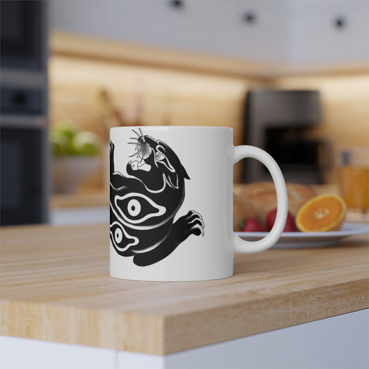 White Mug, with panther print