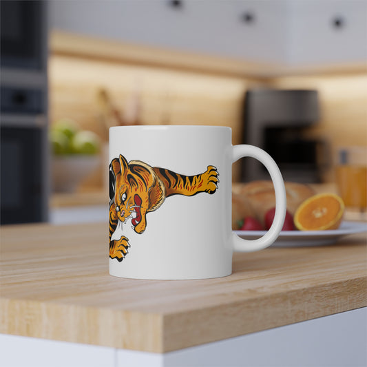 White Mug, with tiger print
