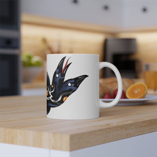 White Mug, with bird print