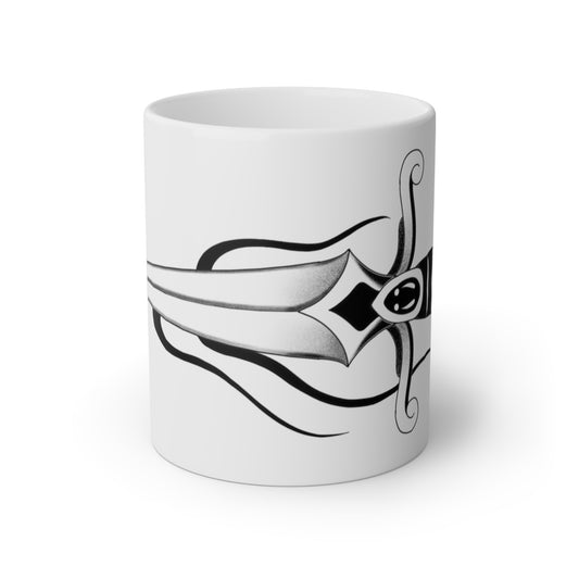 White Mug, with dagger print